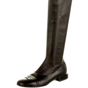 Chanel Interlocking CC Stretch Knee Boots